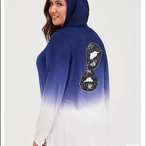 Torrid Hoodie Super Soft Lips Tie Dye Navy Blue L/S Tee Shirt Plus 2X